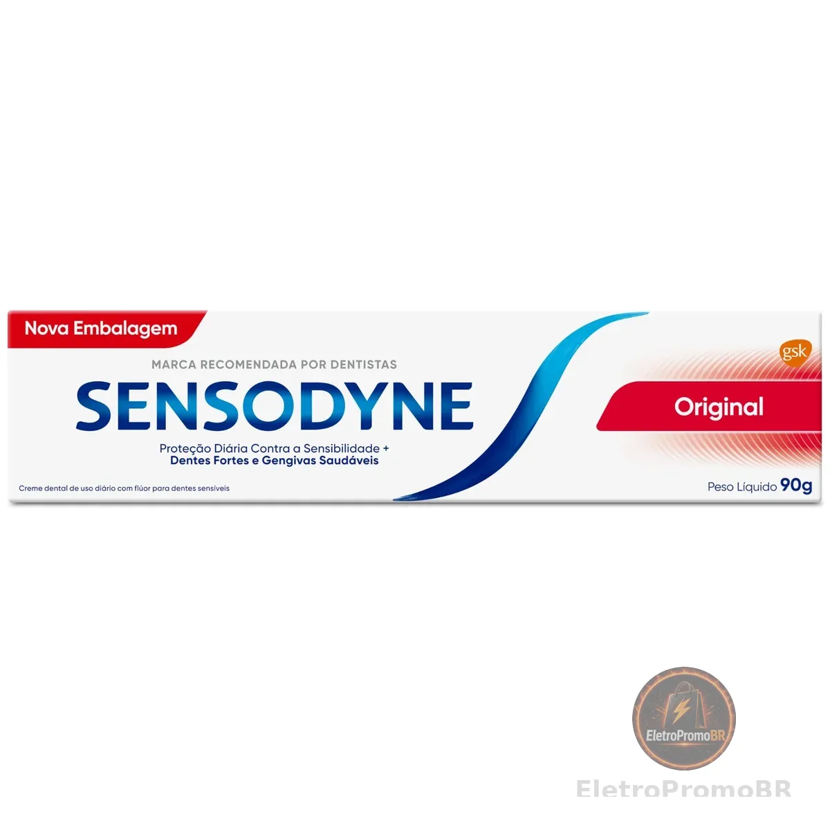 Sensodyne Creme Dental para Sensibilidade Original com Flúor, Dentes Fortes e Gengivas Saudáveis, 90g