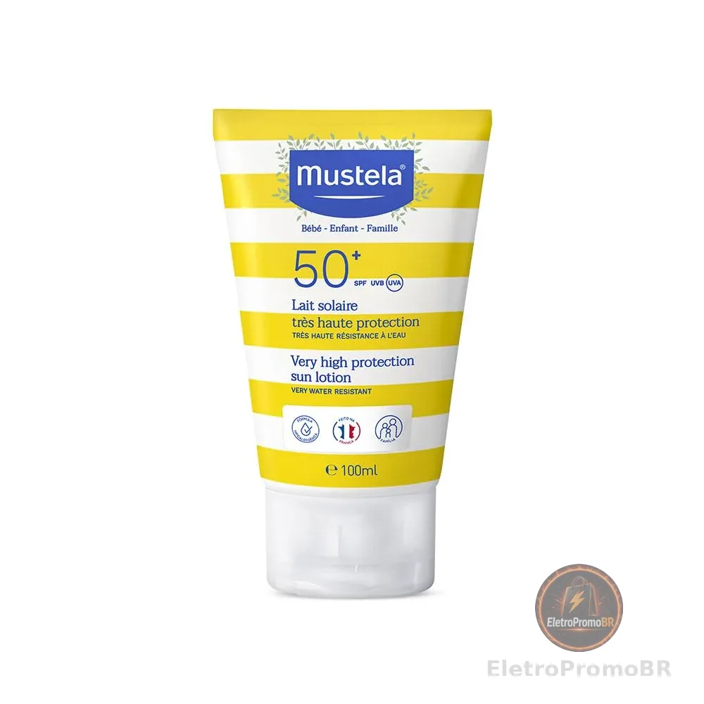 Mustela Protetor Solar 100ml FPS 50+ Filtro Solar Rosto e Corpo Para Bebês, Crianças e Adultos - Alta Proteção Solar com Fórmula Hipoalergênica para Todos os Tipos de Pele