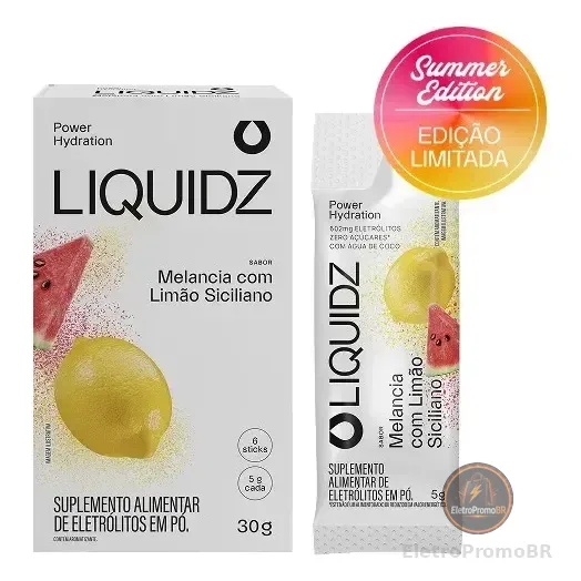 Liquidz Eletrólitos Zero Açúcar Melancia Com Limão 6 Sachês