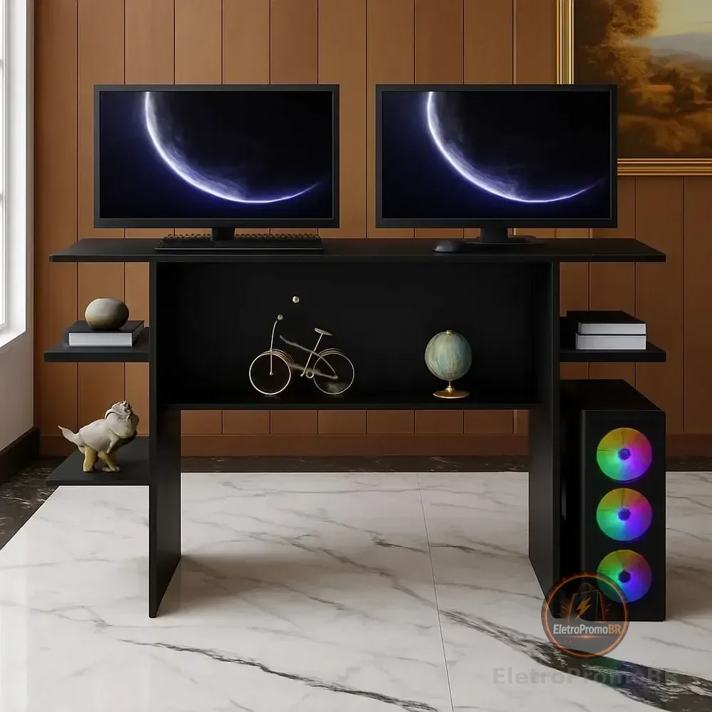 Mesa Gamer Ideal P/home Office, Estudo E Jogos Preto