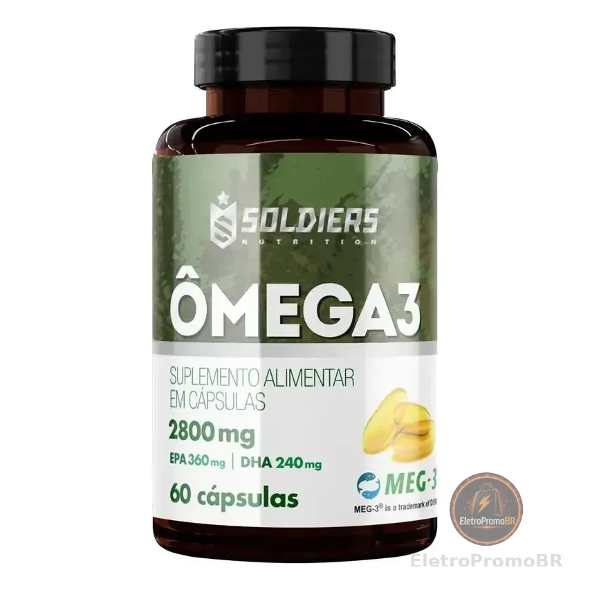 Ômega 3 1000mg 60 Cápsulas Soldiers Nutrition Coração Vitamina Sem Sabor