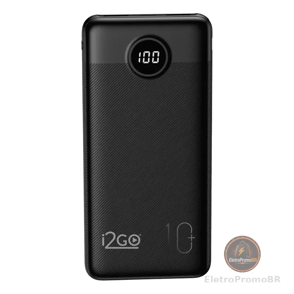 Carregador Portátil Power Bank Turbo I2go 10000mah 20w Com Display Digital Preto