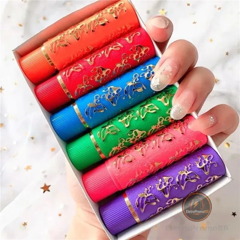 Kit 6 E 12 Unidades Batom Mágico Coloridos da Vovó 24 Horas Longa Duração - Bella Femme