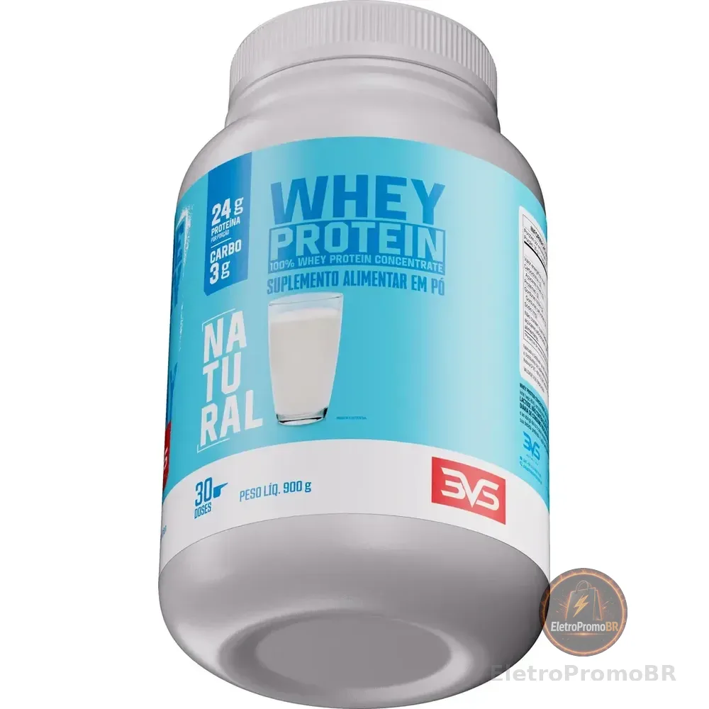 100% Whey Concentrado Com 24g De Proteína Por Dose - 900g. Sabor Natural
