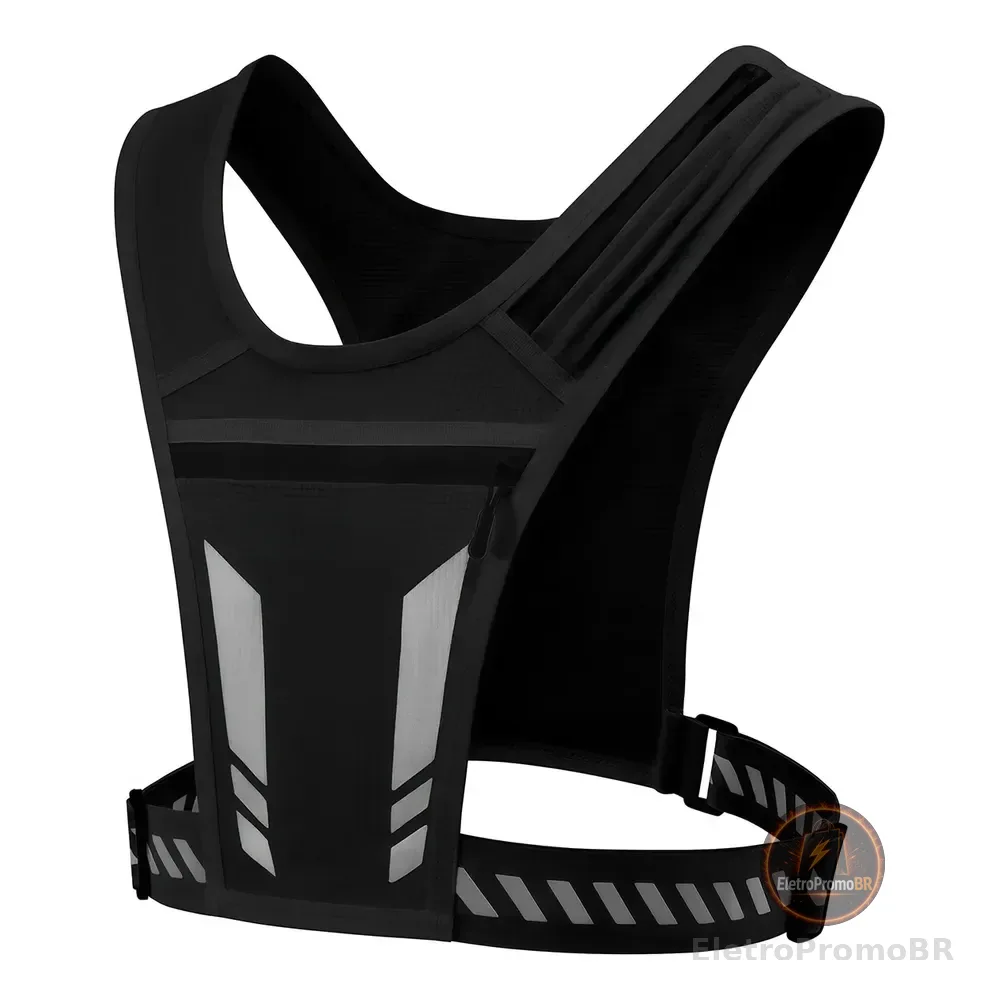 Colete Refletivo Corrida Ciclismo E Esportiva Com Bolso Preto G