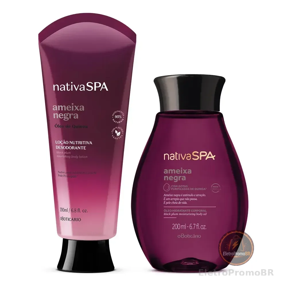 Combo Nativa Spa Ameixa Negra: Loção Corporal 200ml +óleo Co