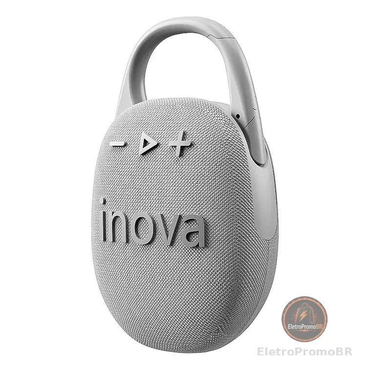 Caixa De Som Bluetooth 5.4 Portátil Potente Ip67 Com Gancho Cinza 127/220v