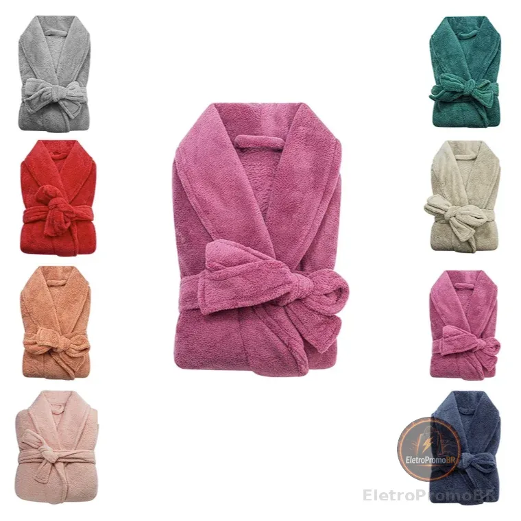 Roupão Plush Microfibra Adulto Extra Macio Unissex Várias Cores Tamanho Único