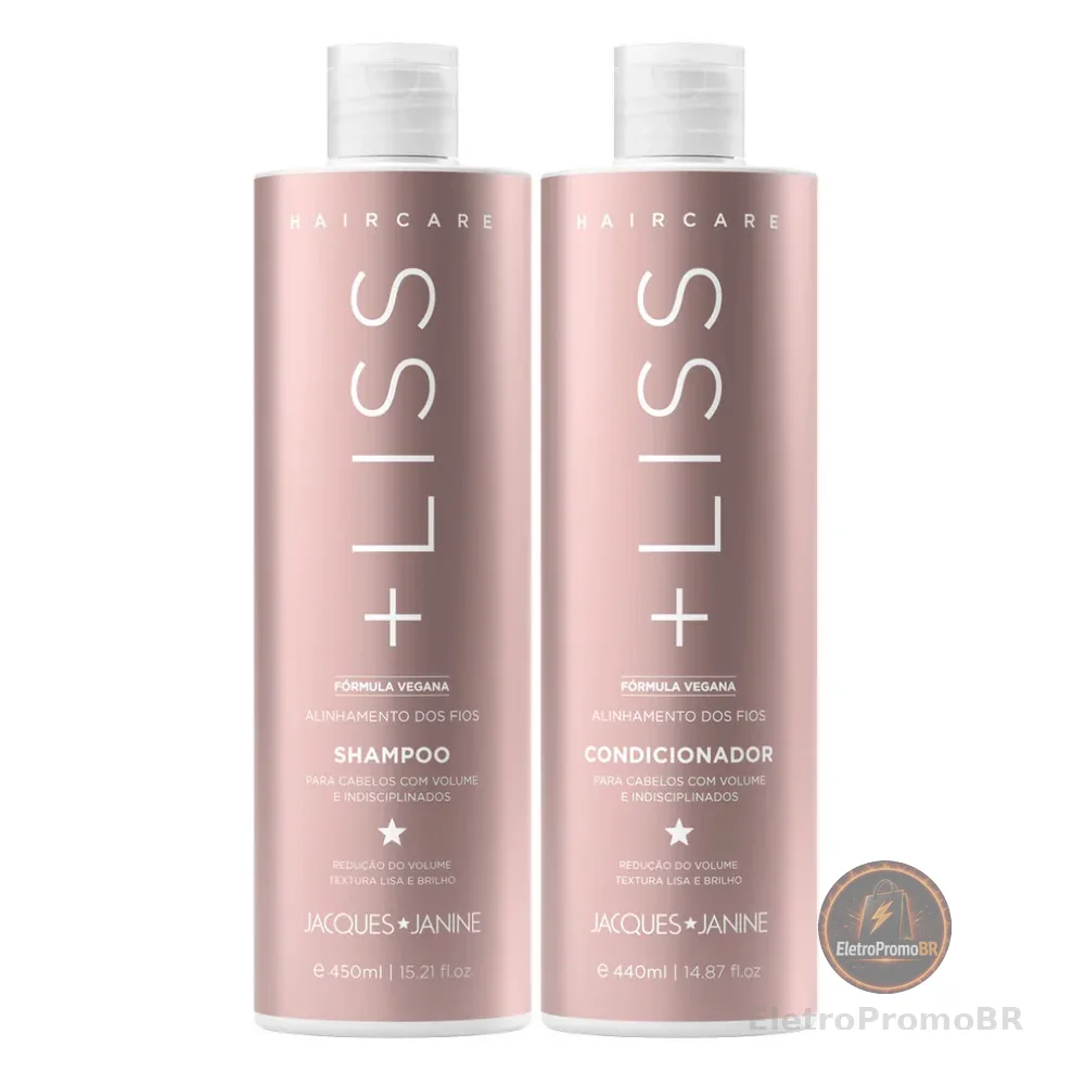 Jacques Janine Hair Care Liss Shampoo Sem Sal 450ml Condicionador Leave-in 440ml Brilho Reduz Volume