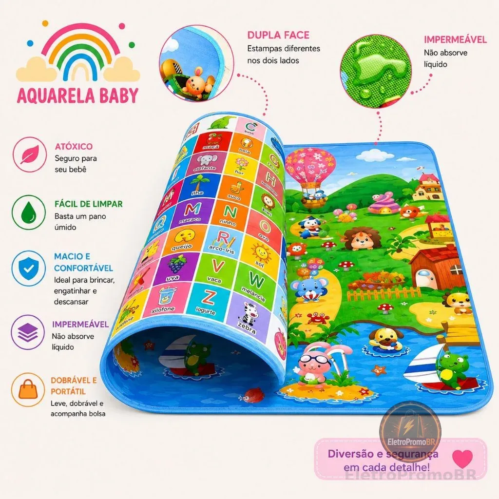 Tapete de Atividade Dupla Face 120x180 e Tapete G 2,00 X 1,80M X 0,5MM Infantil Emborrachado