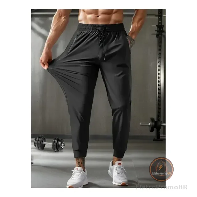 Calça Masculina Com Elastano Esportiva Fitness Slim Fit