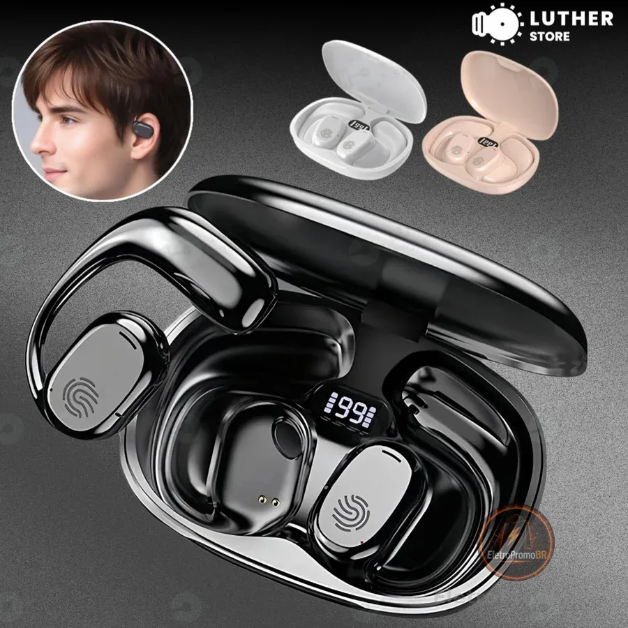 Fones de Ouvido Bluetooth Esportivo TWS 5.3 - Leve, Resistente e com Display de Bateria-B8