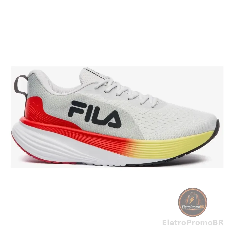 Tênis Masculino Agile Fila Branco/vermelho/verde Limao Lisa 41 Br