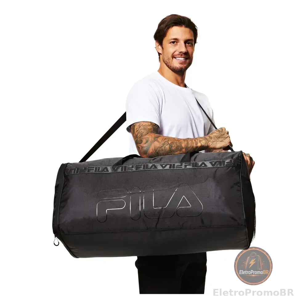 Bolsa Sport Life Outline Fila Preto Lisa