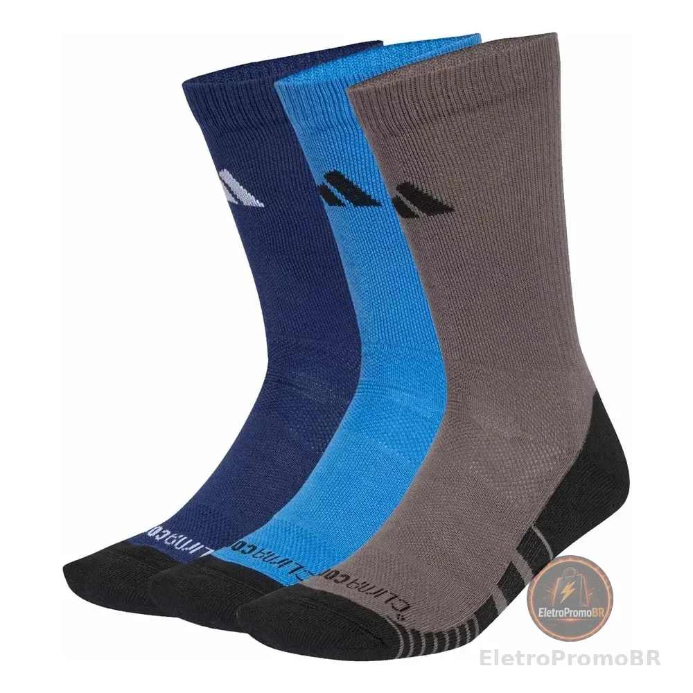 Kit 3 Pares Meias Treino Performance Climacool adidas Azul M 39 Br