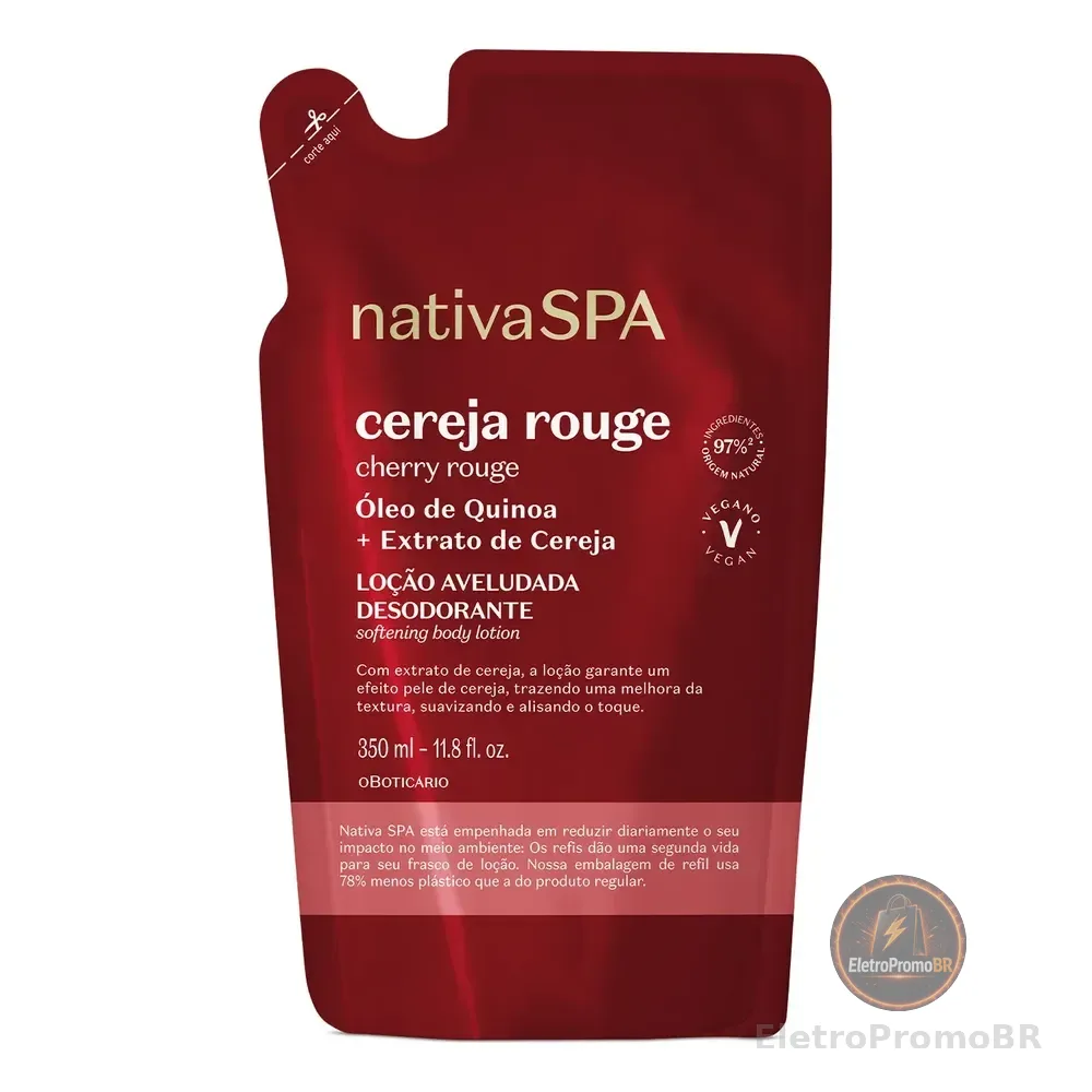 Nativa Spa Refil Loção Aveludada Cereja Rouge 350ml