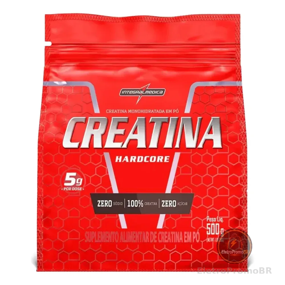 Creatina Hardcore Monohidratada 500g Pó Pouch Integralmédica Sem Sabor