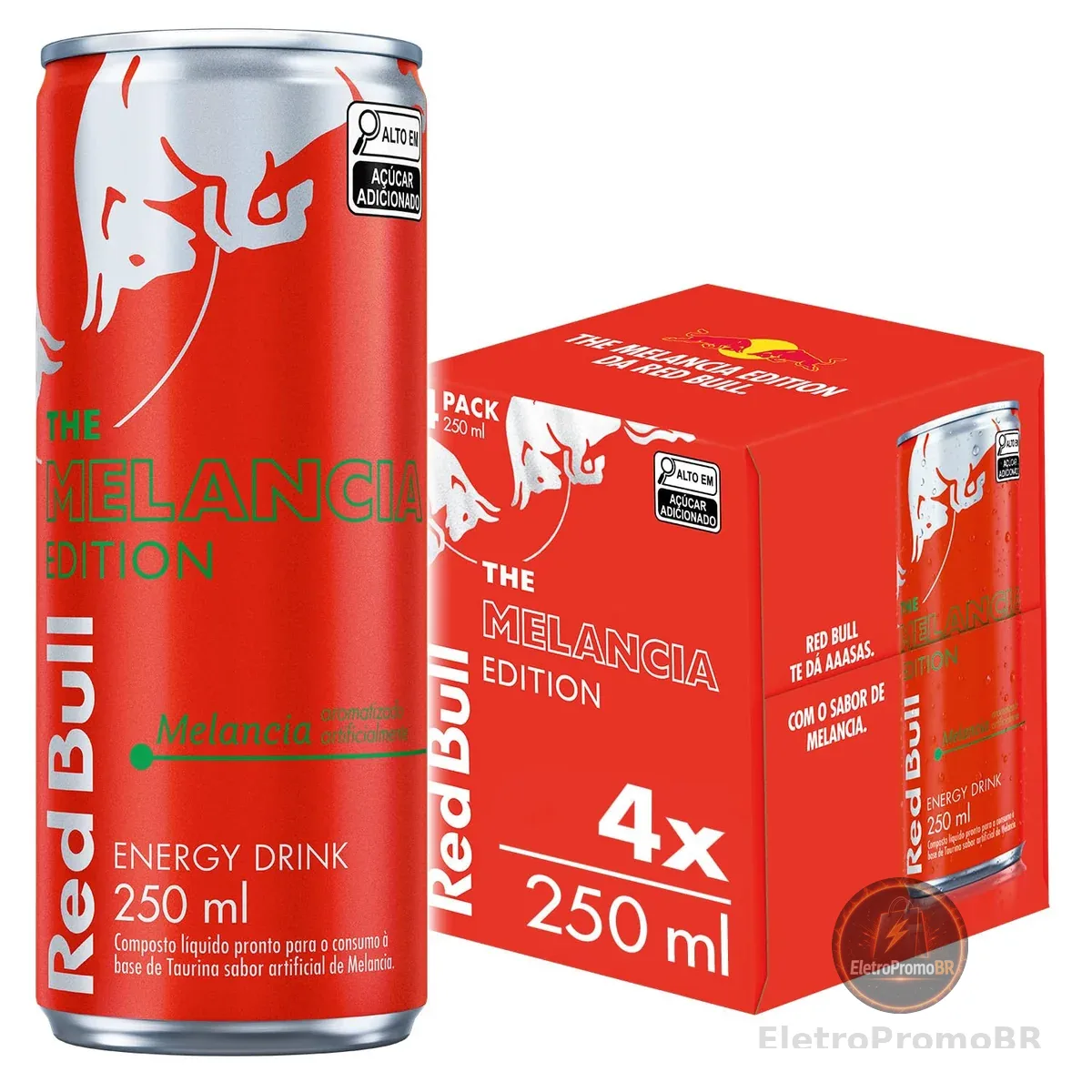 Pack de 4 Latas Red Bull Energético, Melancia, 250 ml