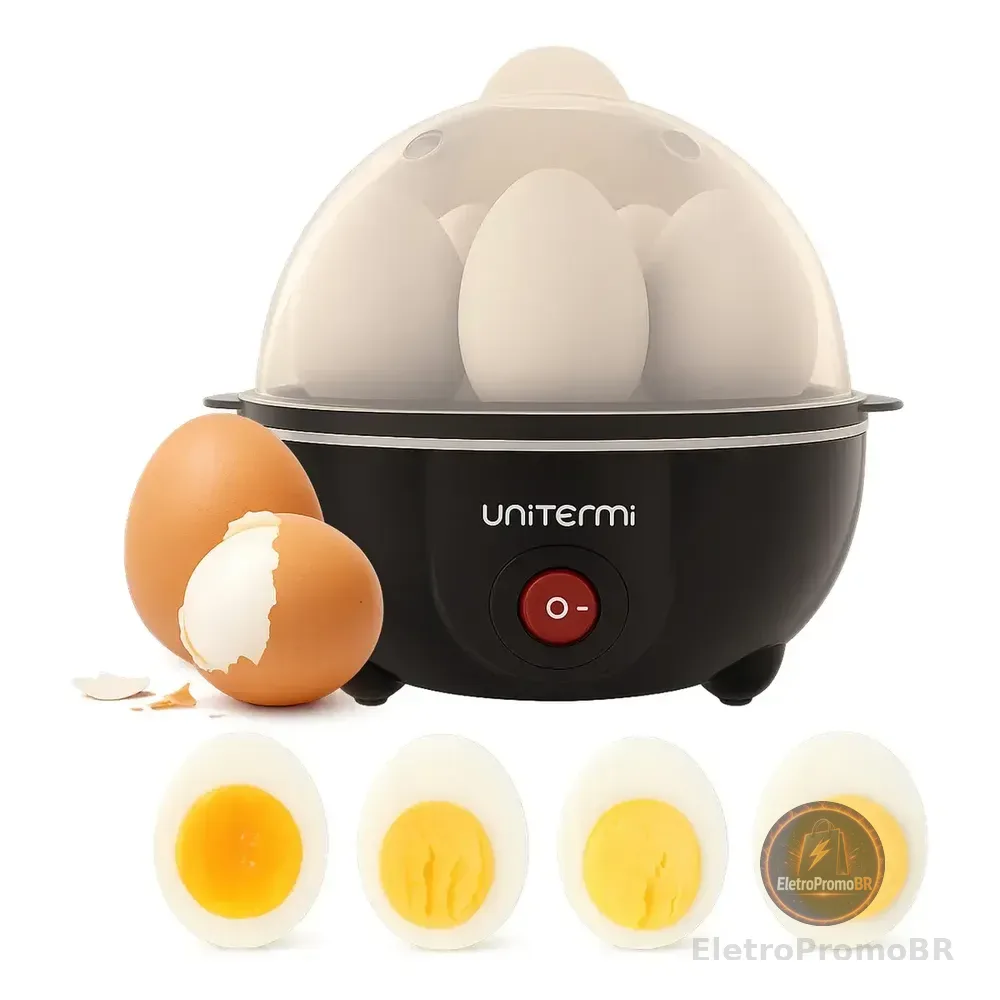 Cozedor De Ovos Elétrico Portátil Cozinha À Vapor Unitermi Preto 220v