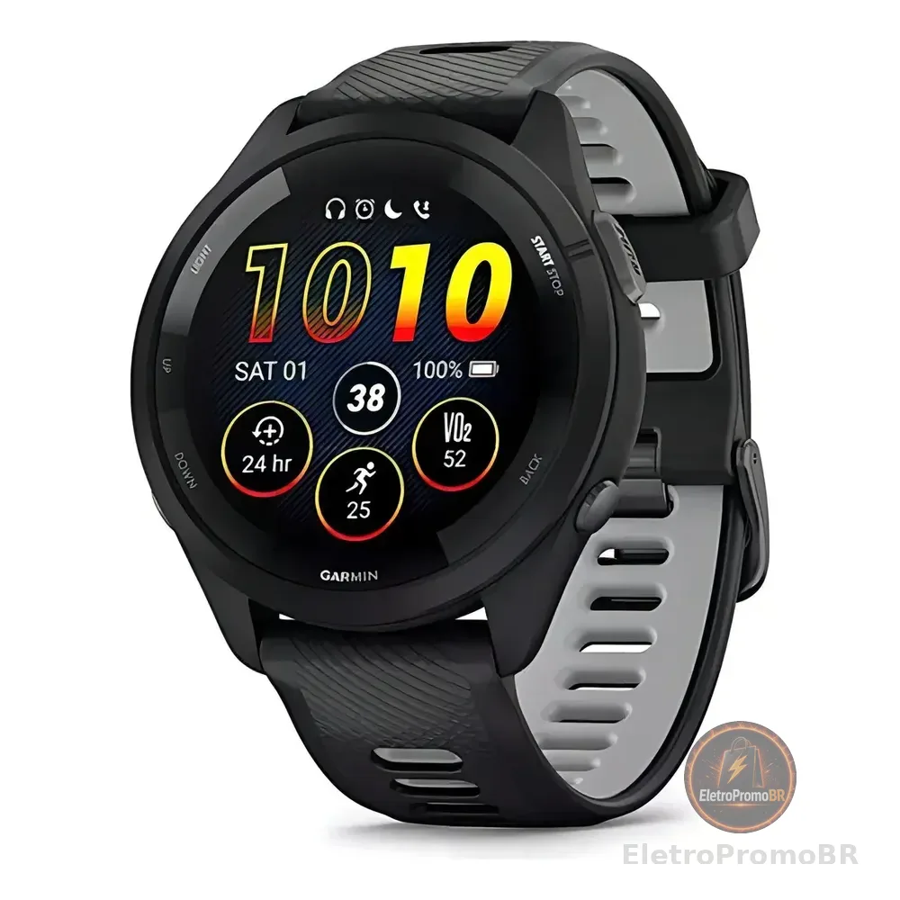Relógio Smartwatch Garmin Forerunner 265 Amoled Preto/cinza Caixa Preto Pulseira Preto Bisel Preto