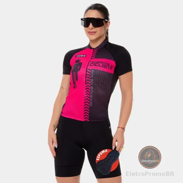 Kit Feminino Camisa Bike E Short Ciclismo Roupa Pedal Pro