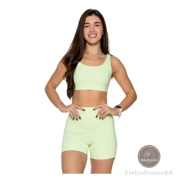 Conjunto Academia Short Bolso Top Duplo Regata Poliamida Fit