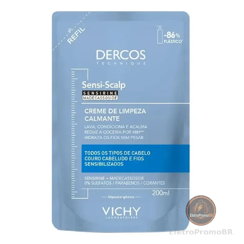 Creme De Limpeza Capilar Dercos Sensi-scalp Calmante Para Cabelos Sensíveis Refil 200ml Vichy