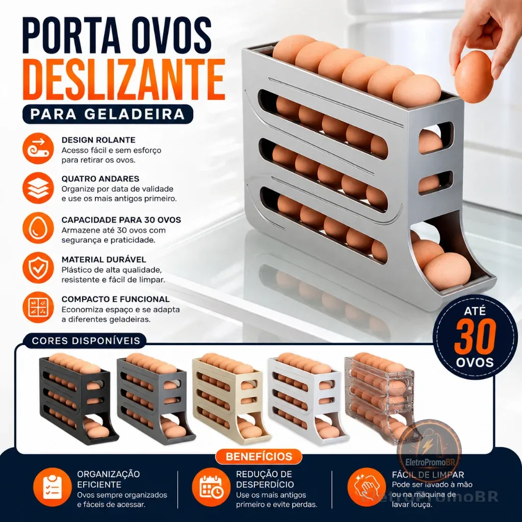 1/2 Peça Porta Ovos Deslizante Organizador Para Geladeira De 4 Camadas Automática Rolantes