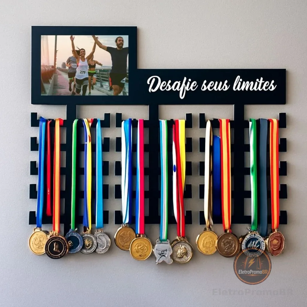 Porta Medalhas Desafie Seus Limites Suporte Parede Medalhas