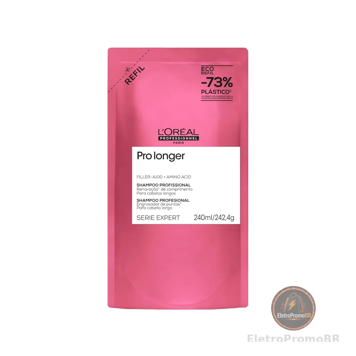 L’Oréal Professionnel | Pro Longer Shampoo Refil | Com Filler-A100 + Aminoácidos para cabelos frágeis e com afinamento | SERIE EXPERT | 240ml