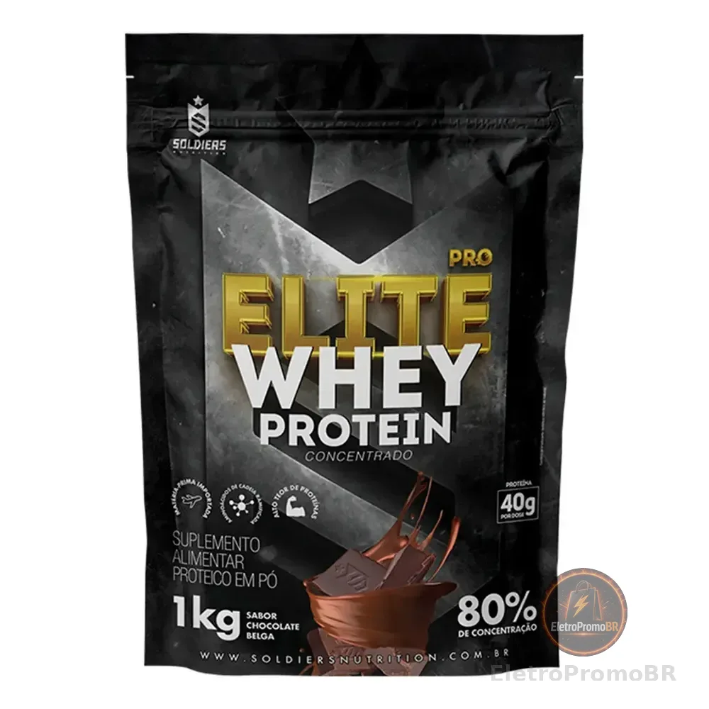 Elite Pro Whey Protein Concentrado 80% 1kg Soldiers Nutrition Suplemento Proteína Muscular Chocolate Belga