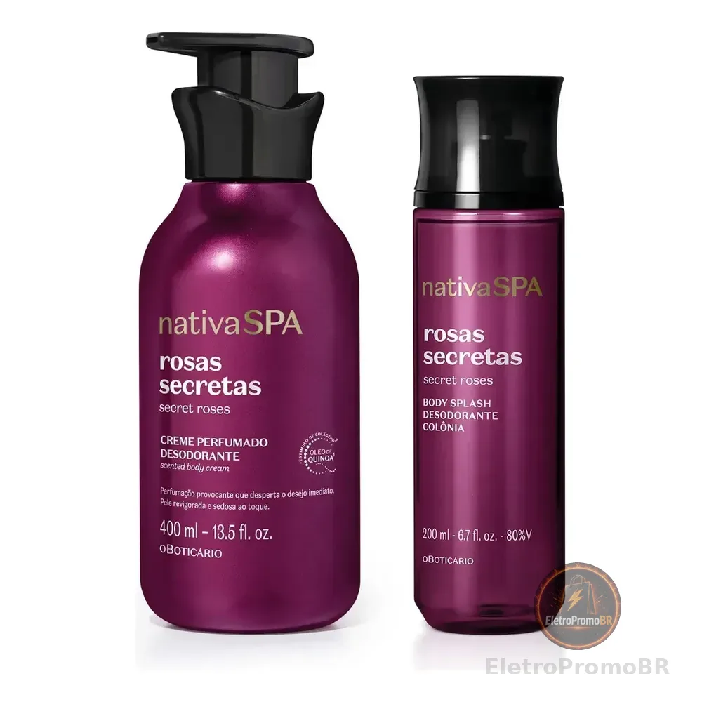 Combo Nativa Spa Rosas Secretas: Body Splash 200ml + Creme Perfumado Corporal 400ml