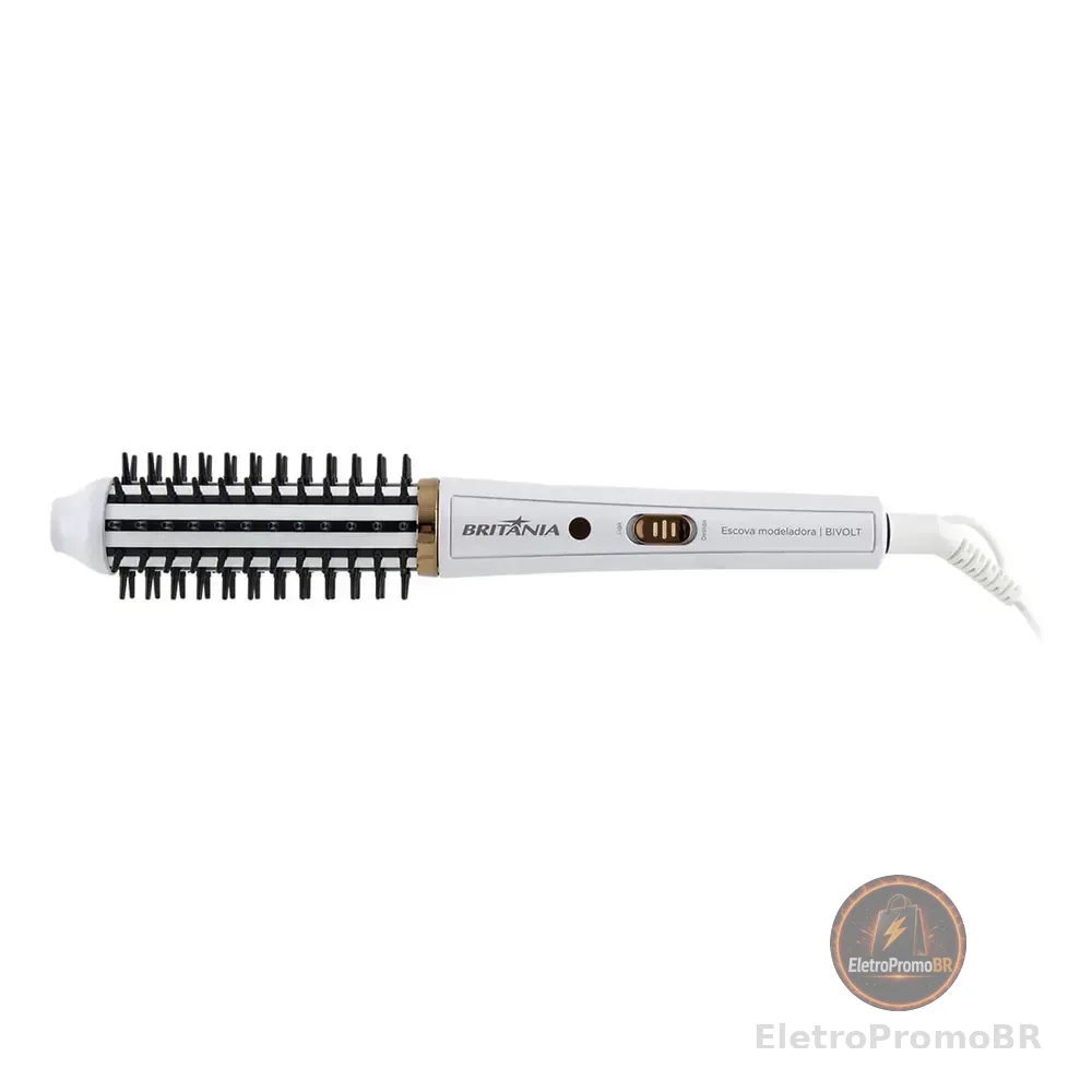 Escova Modeladora Britânia 2 Em 1 Branca Bec04 Bivolt Branco 127/220v