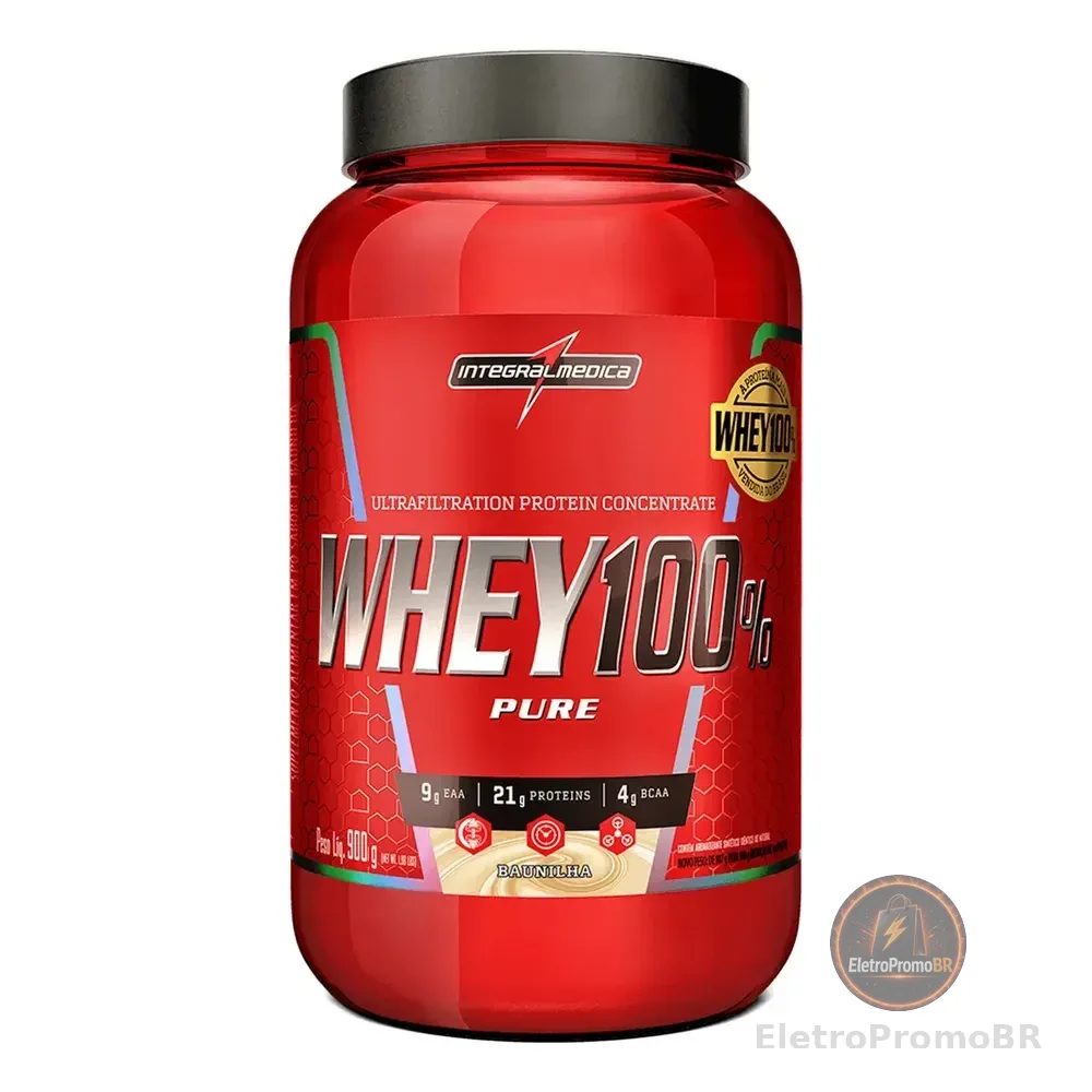 Whey 100% Pure Baunilha 900g Pote - Proteína Pura E Rápida Absorção Para Melhor Performance