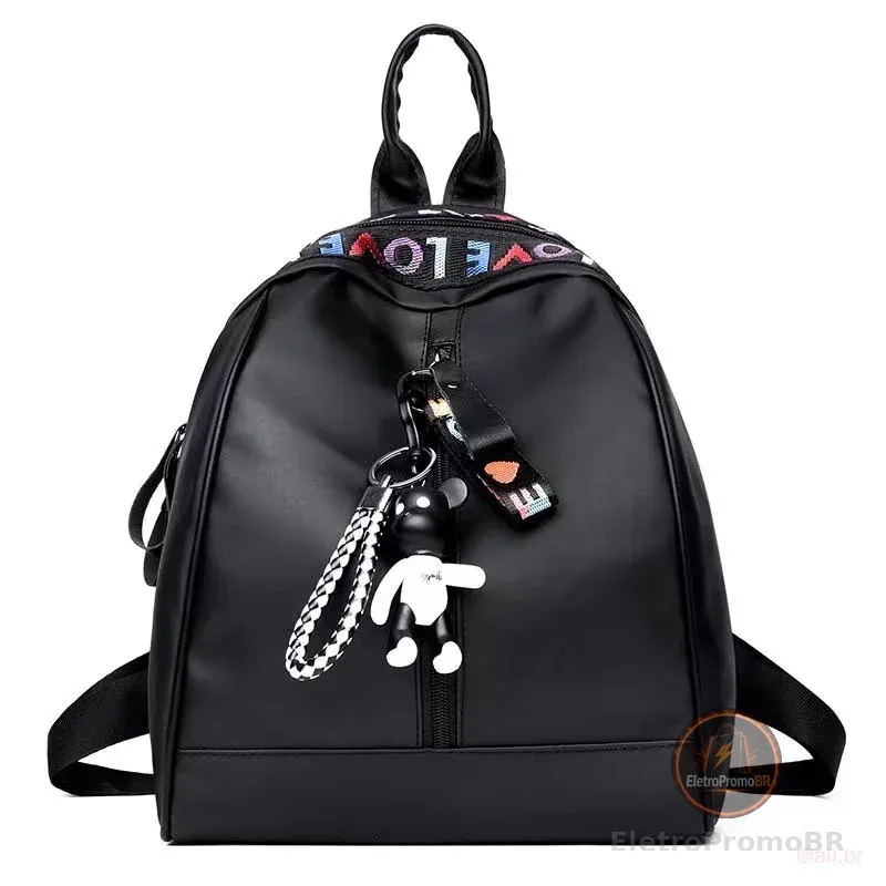 Crazy Bag Mochila Bolsa Feminina Pequena Casual Escola Com Chaveiro Preta