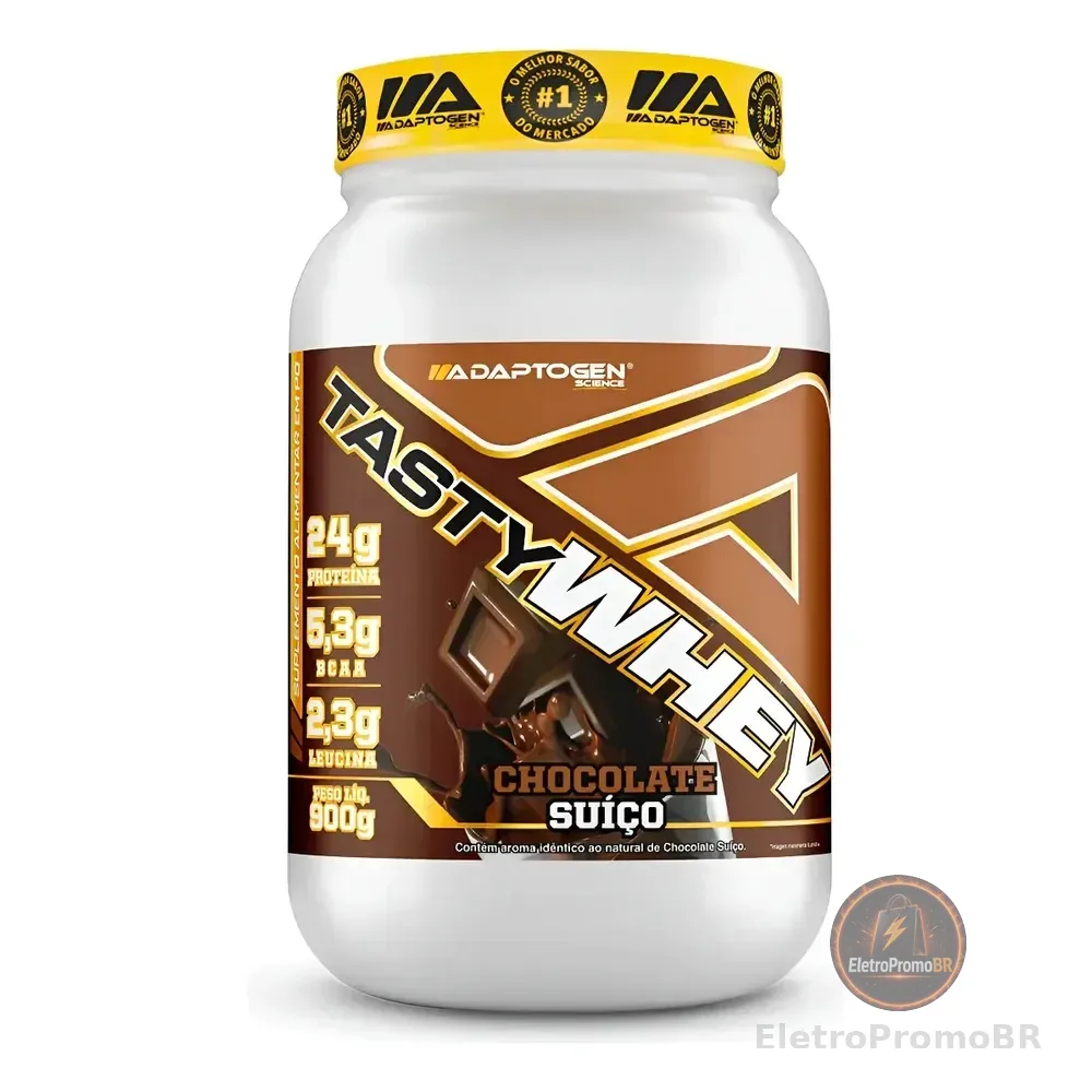 Suplemento Tasty Whey 3w Gourmet Whey Protein Adaptogen Science Pote 900g Sabor Chocolate Suiço