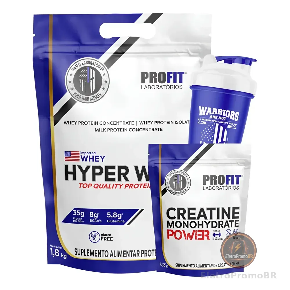 Kit Whey Protein Hyper 1,8kg + Creatina 300g Combo Profit Baunilha 1.8kg | Creatina 300g