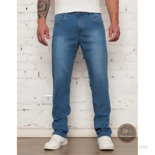 Calça Jeans Masculina Tradicional Corte Reto