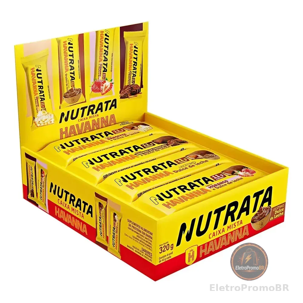 Whey Grego Bar Havanna Caixa Mista 8x40g Variados - Nutrata Caixa Mista