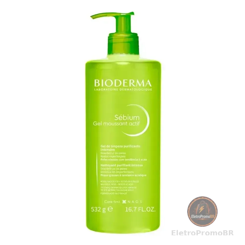 Gel De Limpeza Facial Bioderma Sébium Gel Moussant Actif 500ml | Pele Com Tendência A Acne Oleosa Dia/noite
