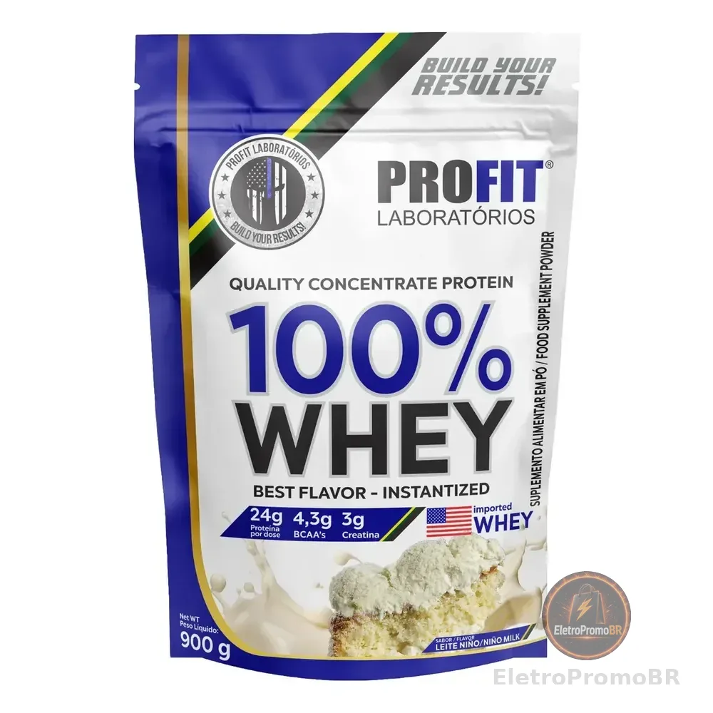 100% Whey Quality Concentrate Protein Refil 900g - Profit Sabor Leite Niño
