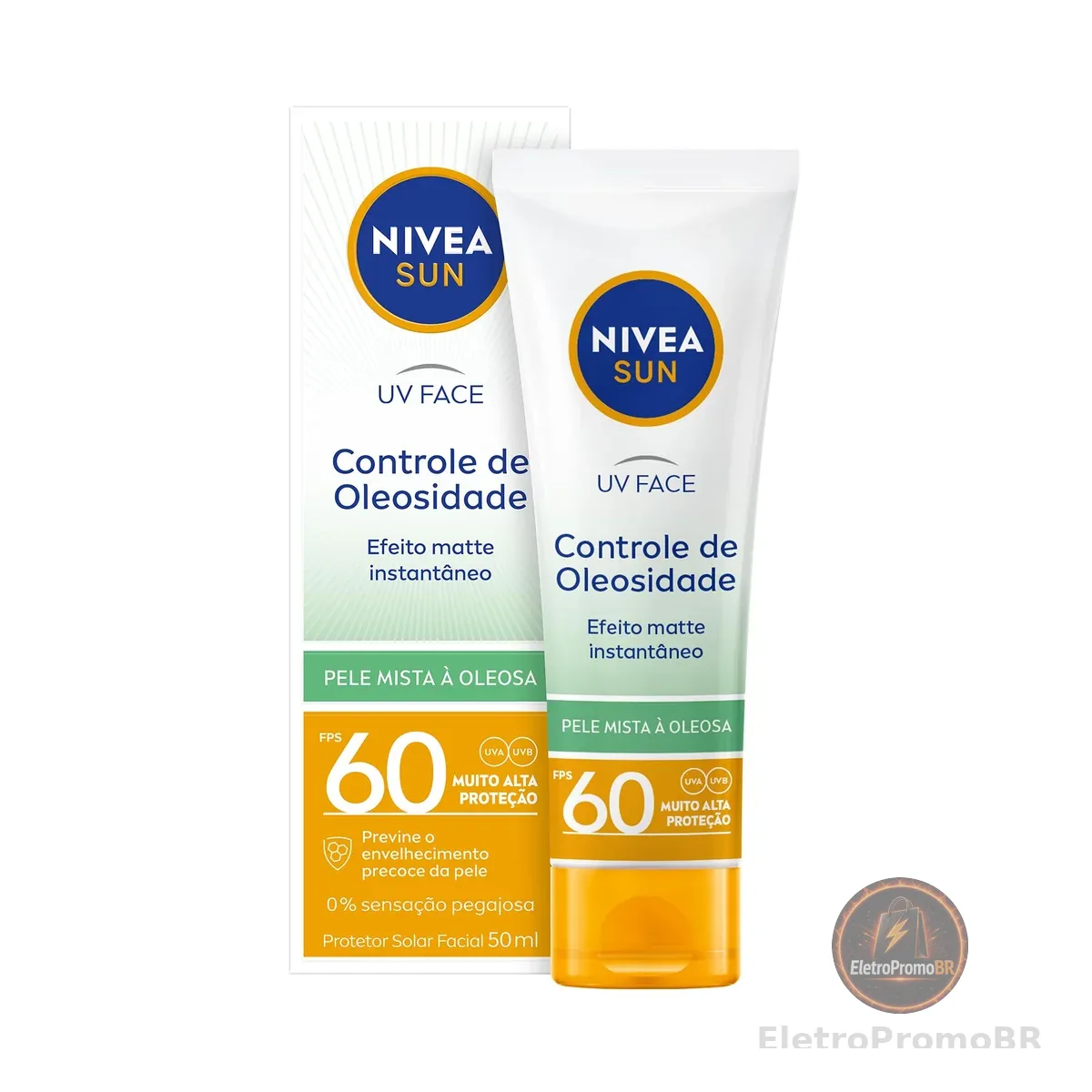 NIVEA SUN Protetor Solar Facial UV Face Controle de Oleosidade FPS 60 50ml, Muito Alta Proteção UVA/UVB, Efeito Matte, Controle do Brilho, Cuidado Diário