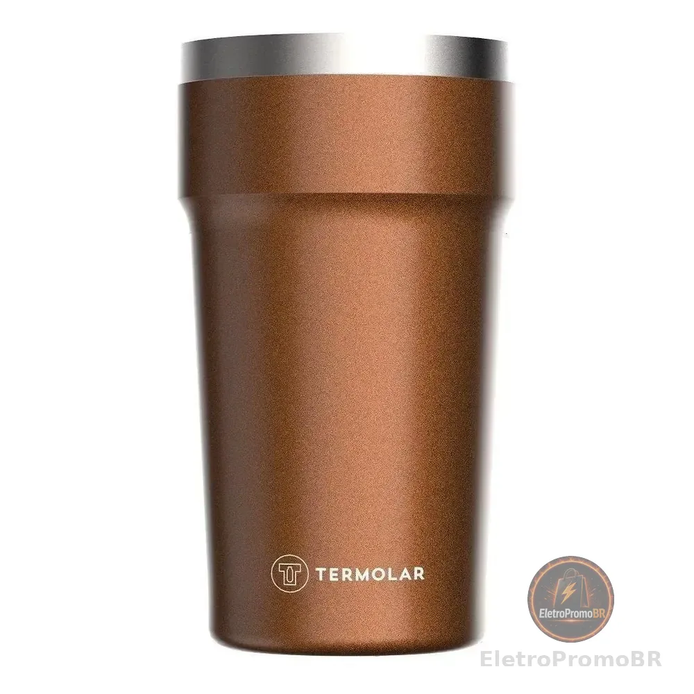 Copo Térmico Para Cerveja Café Chá Chopp 500ml S/ Tampa Cor Laranja Liso