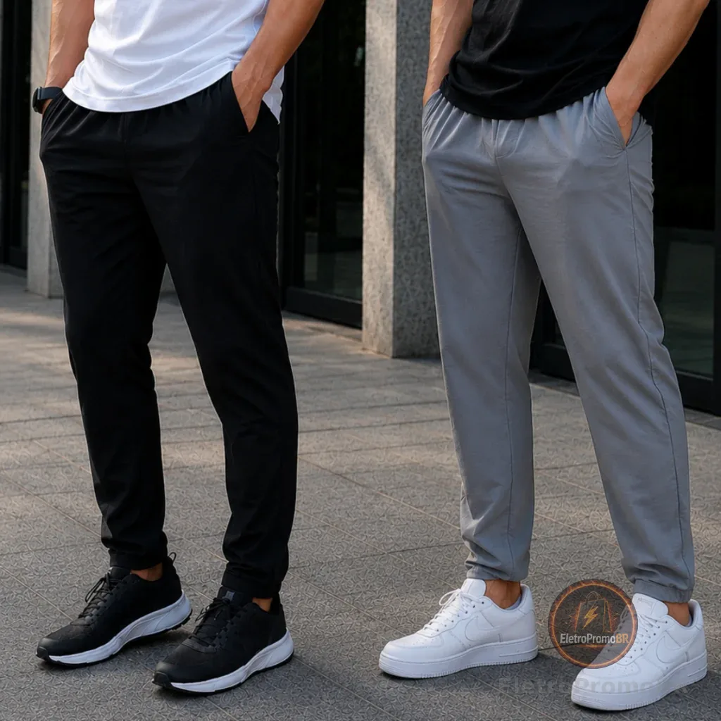 Calça Masculina Tactel com Elastano Para Treino Dia a Dia Super Leve Confortável Esportiva e Casual