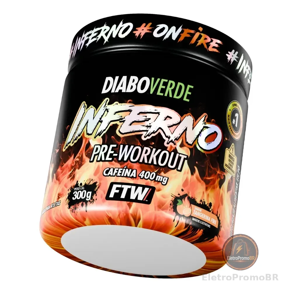 Pré Treino Pre Workout Diabo Verde Pote 300g Inferno Tangerina Fire