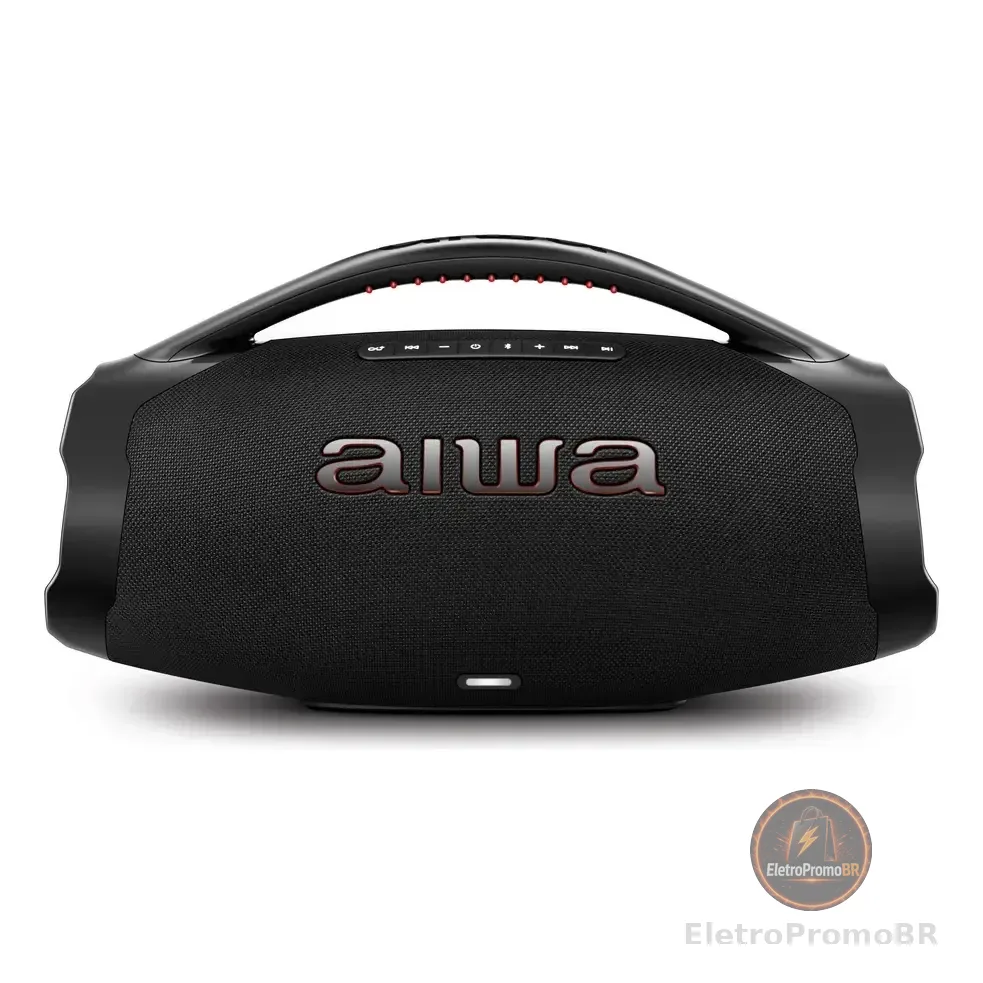 Caixa De Som Boombox Aiwa Aws-bbs-01b 200w Ip66 30hs De Bateria Preto 127/220v