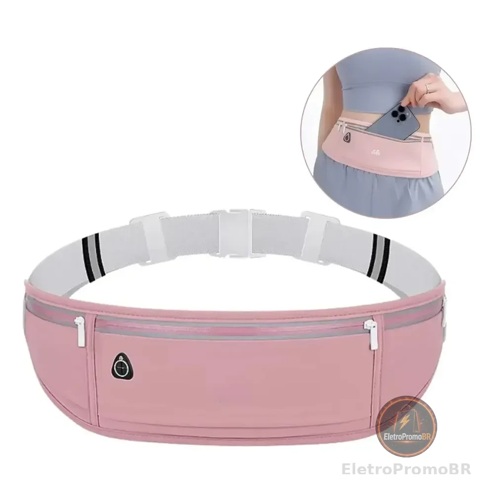 Pochete Fit Slim Impermeável Corrida Academia Porta Celular Rosa Escuro