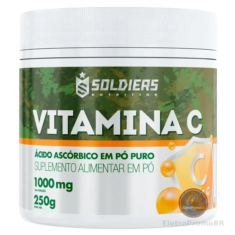Vitamina C Em Pó Ácido Ascóbico 250g 100% Puro Soldiers Nutrition Bem-estar Energia Natural