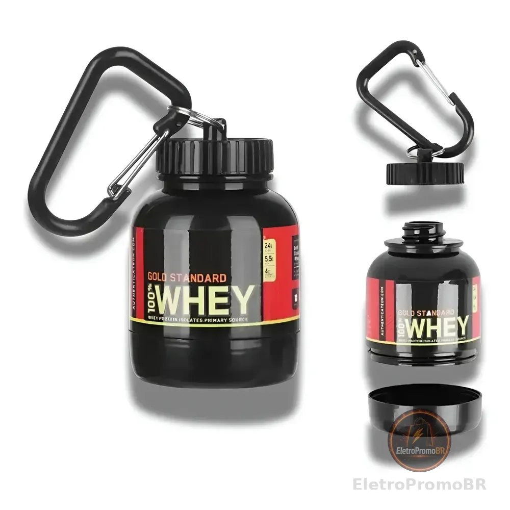 Porta Whey Porta Proteína Chaveiro Para Suplementos 30g Whey Preto