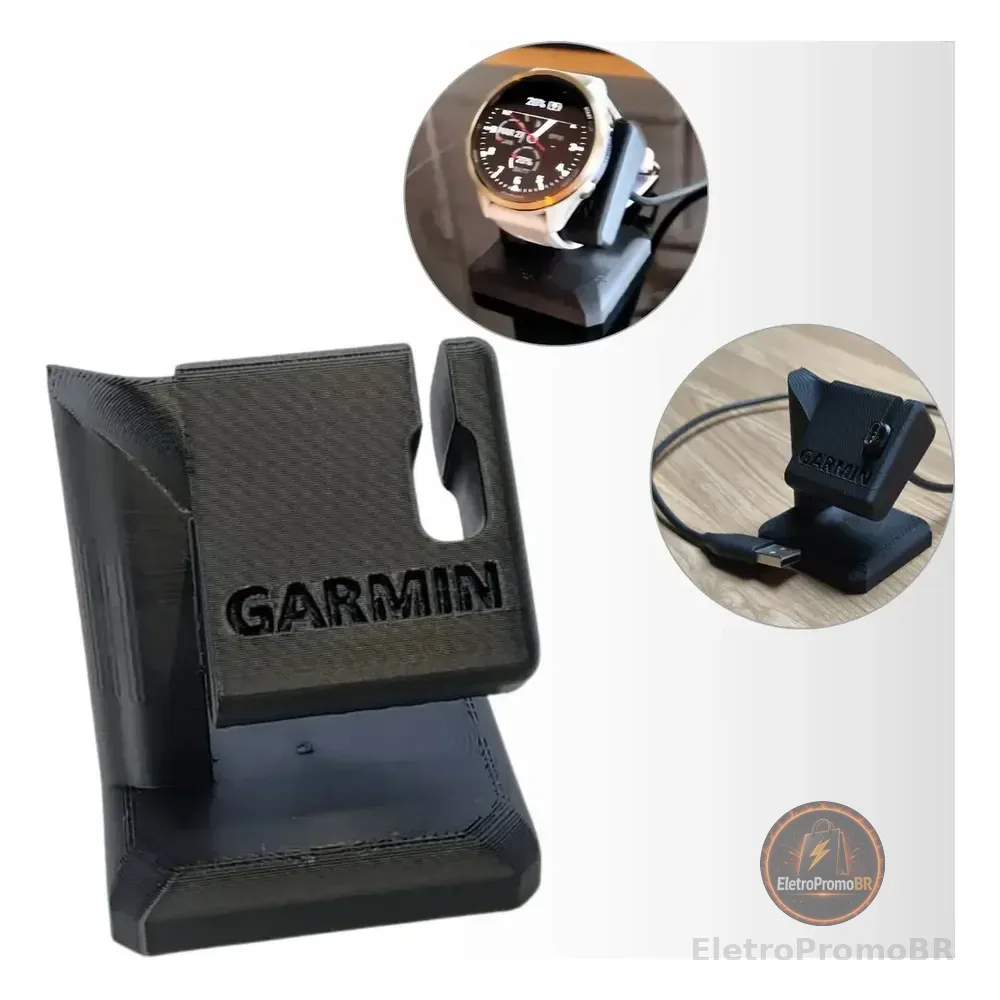 Suporte Base Carregador De Mesa Para Relógio Garmin Tt Speed Preto